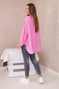 Viscose blouse with a longer back 23076 / – Pink цвет / color | Lexline Fashion