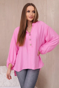 Viscose blouse with a longer back 23076 / – Pink цвет / color | Lexline Fashion