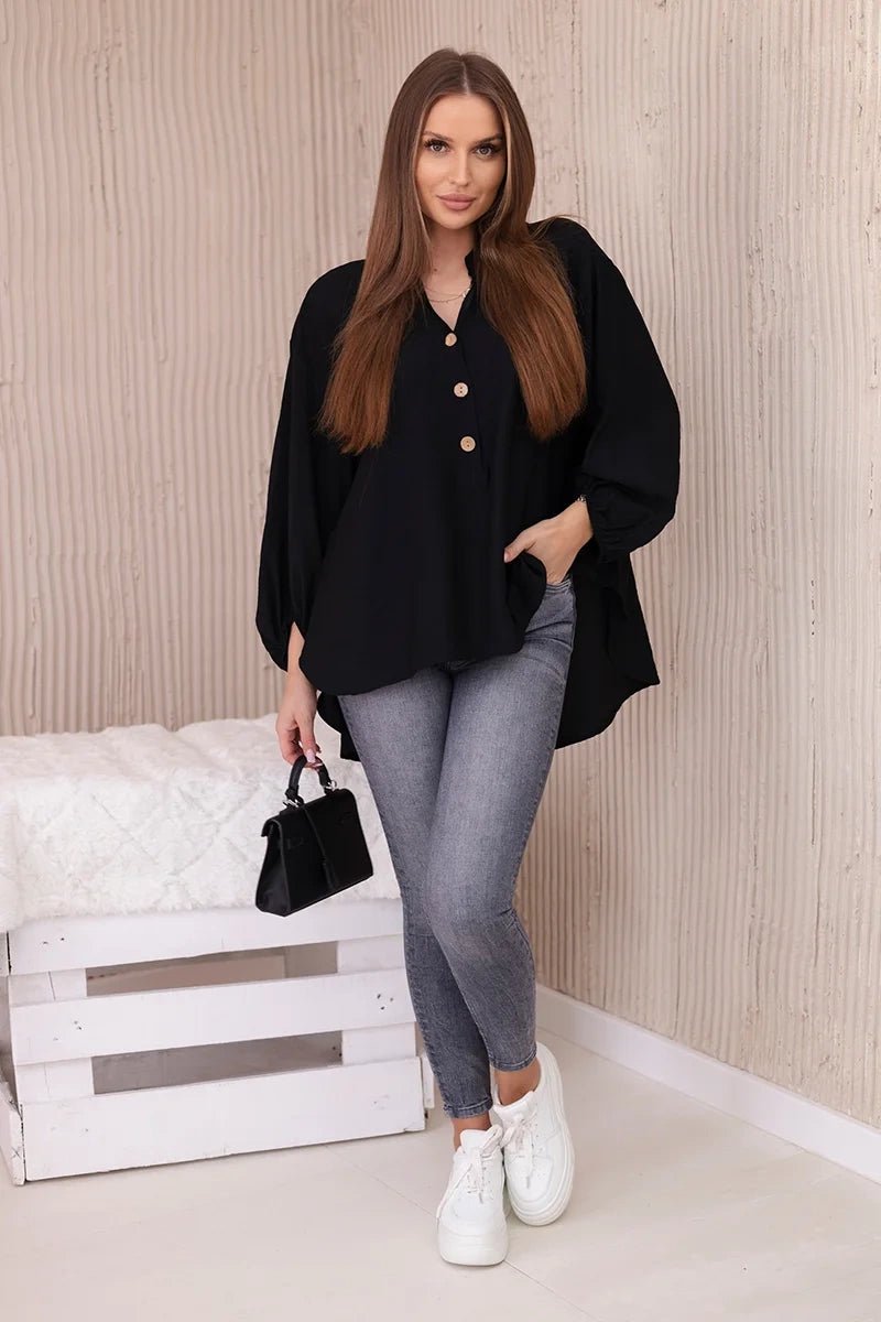 Viscose blouse with a longer back 23076 / – Pink цвет / color | Lexline Fashion