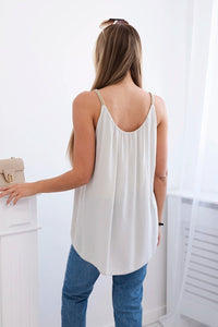 Viscose blouse with straps 3025 / – Beige цвет / color | Lexline Fashion