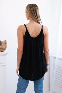 Viscose blouse with straps 3025 / – Black цвет / color | Lexline Fashion