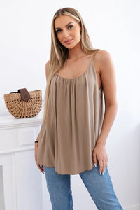 Viscose blouse with straps 3025 / – Camel цвет / color | Lexline Fashion