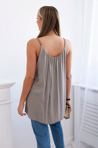 Viscose blouse with straps 3025 / – Fango цвет / color | Lexline Fashion
