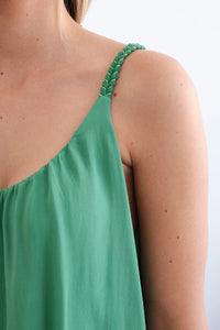Viscose blouse with straps 3025 / – Green цвет / color | Lexline Fashion