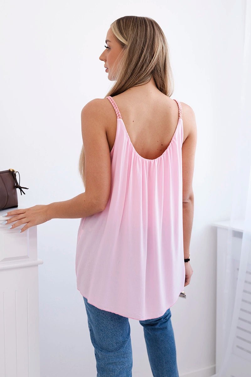 Viscose blouse with straps 3025 / – Light | Pink цвет / color | Lexline Fashion