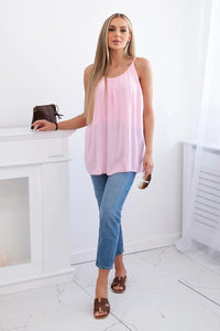 Viscose blouse with straps 3025 / – Light | Pink цвет / color | Lexline Fashion