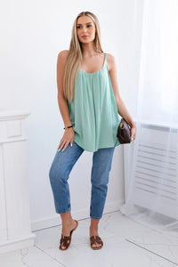 Viscose blouse with straps 3025 / – Mint || Dark цвет / color | Lexline Fashion