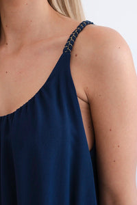 Viscose blouse with straps 3025 / – Navy blue цвет / color | Lexline Fashion