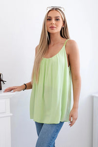 Viscose blouse with straps 3025 / – Pistachio цвет / color | Lexline Fashion