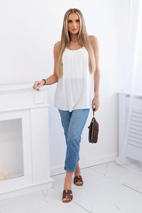 Viscose blouse with straps 3025 / – White цвет / color | Lexline Fashion