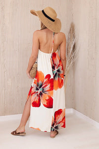 Viscose dress tied around the neck ART2760 / – Beige цвет / color | Lexline Fashion