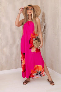 Viscose dress tied around the neck ART2760 / – Fuchsia цвет / color | Lexline Fashion