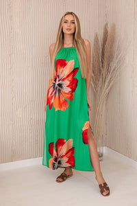 Viscose dress tied around the neck ART2760 / – Green цвет / color | Lexline Fashion