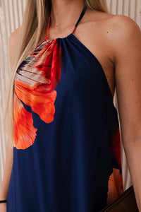 Viscose dress tied around the neck ART2760 / – Navy blue цвет / color | Lexline Fashion