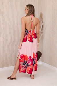 Viscose dress tied around the neck ART2760 / – Pink цвет / color | Lexline Fashion