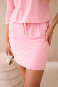 Viscose dress tied at the waist 9013 / – Pink || Light цвет / color | Lexline Fashion
