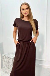 Viscose dress with pockets 9464 / – Brown цвет / color | Lexline Fashion