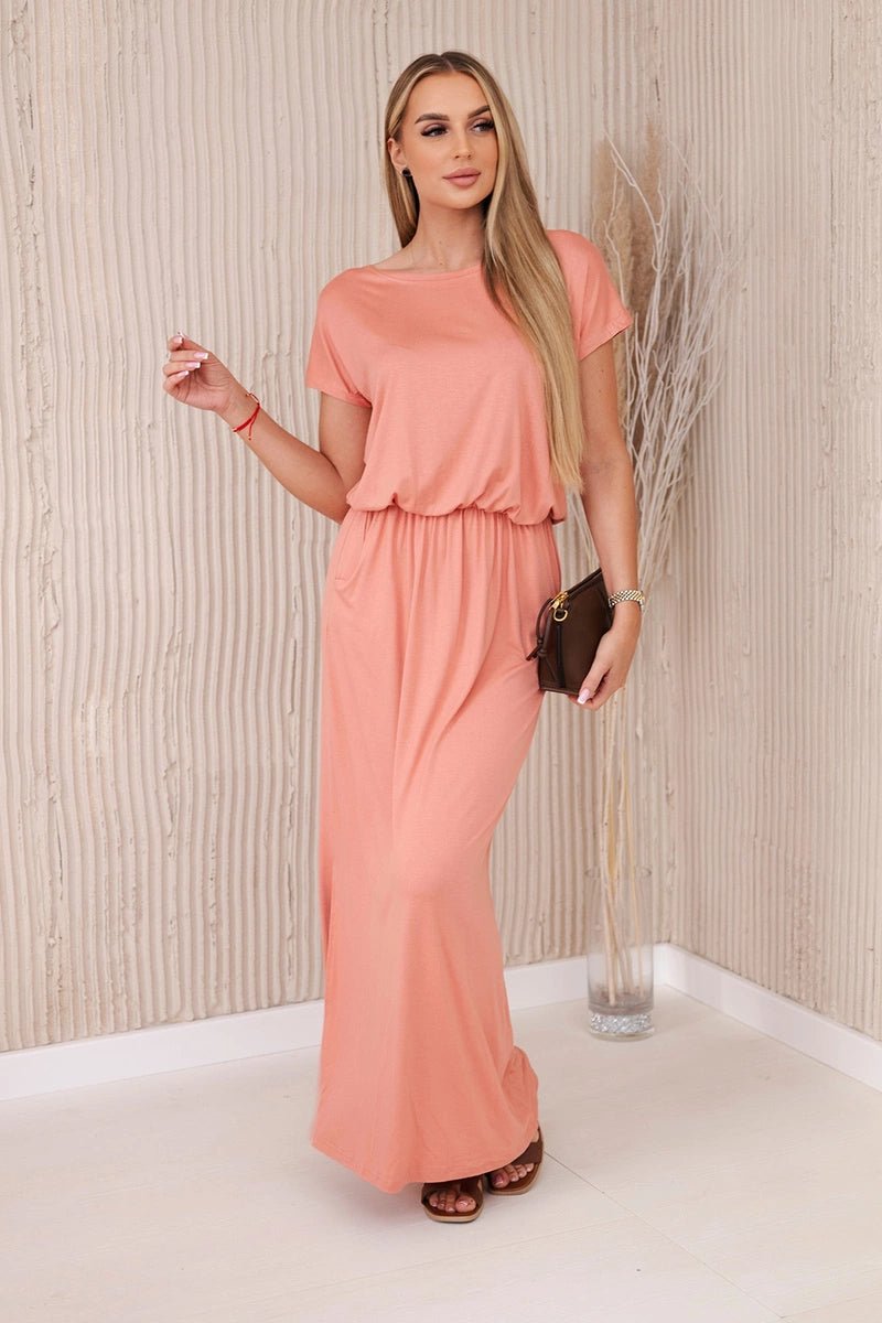 Viscose dress with pockets 9464 / – Dark apricot цвет / color | Lexline Fashion
