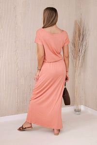 Viscose dress with pockets 9464 / – Dark apricot цвет / color | Lexline Fashion
