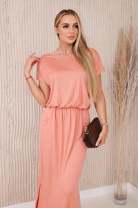 Viscose dress with pockets 9464 / – Dark apricot цвет / color | Lexline Fashion