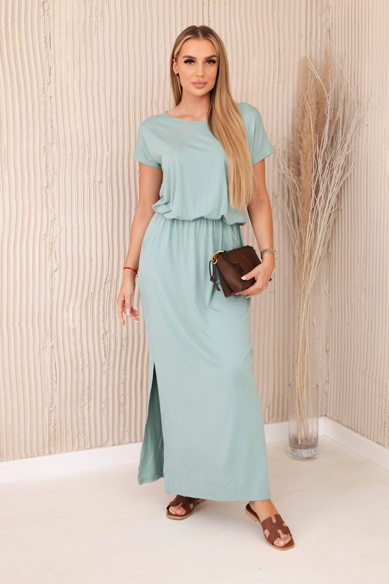 Viscose dress with pockets 9464 / – Dark || Mint цвет / color | Lexline Fashion