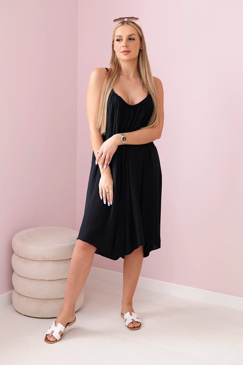 Viscose dress with straps 81541 / – Black цвет / color | Lexline Fashion