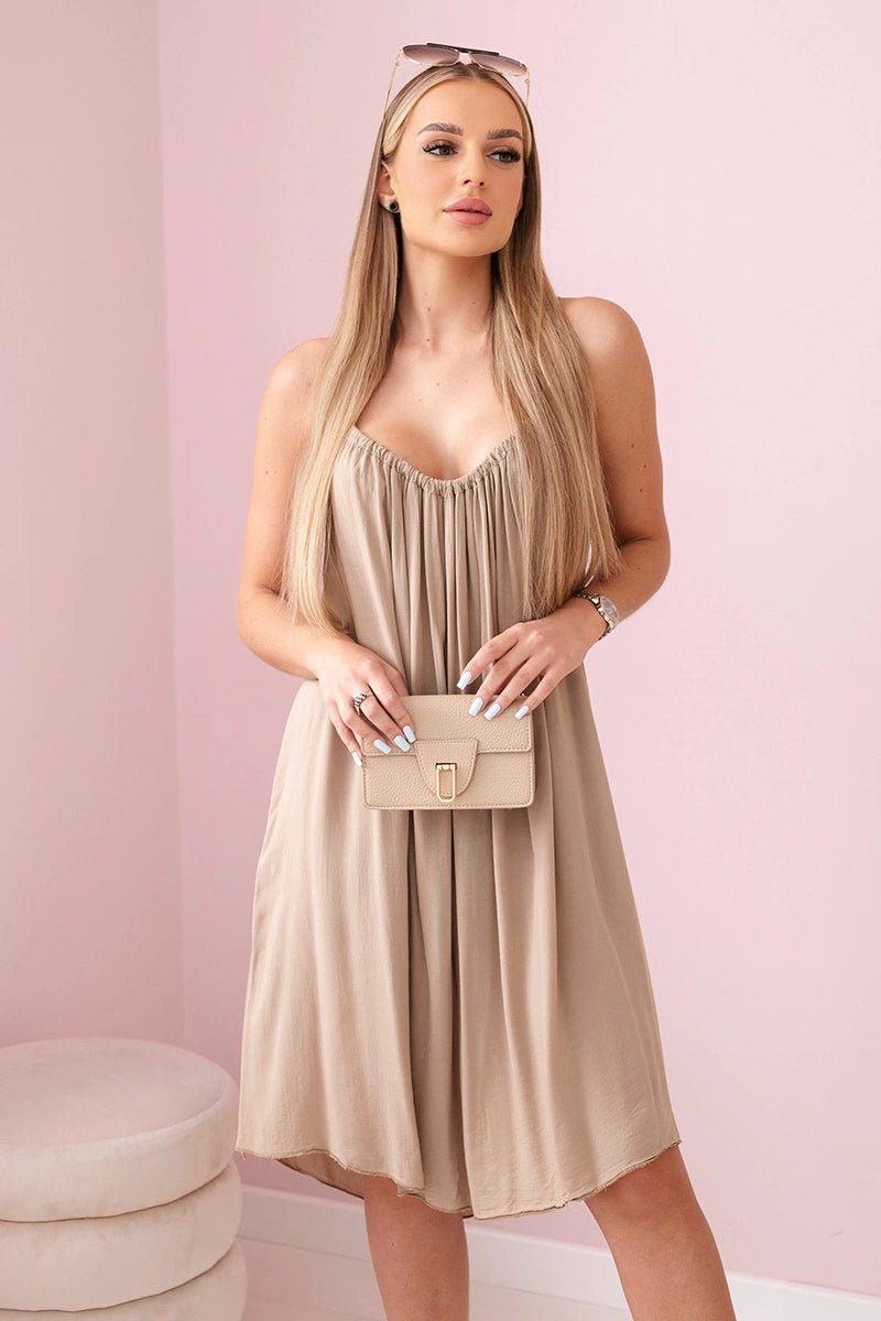 Viscose dress with straps 81541 / – Camel цвет / color | Lexline Fashion