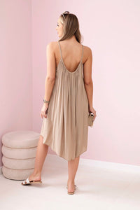 Viscose dress with straps 81541 / – Camel цвет / color | Lexline Fashion