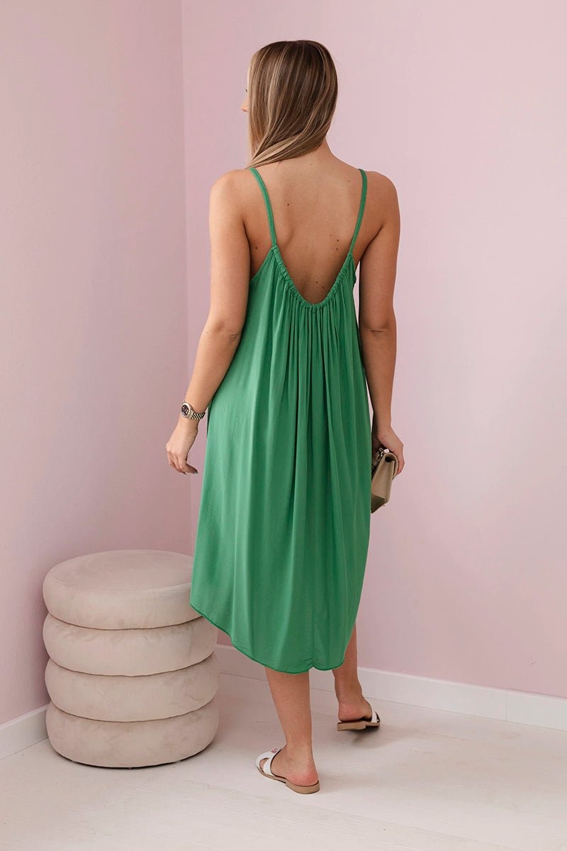 Viscose dress with straps 81541 / – Green цвет / color | Lexline Fashion