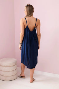 Viscose dress with straps 81541 / – Navy blue цвет / color | Lexline Fashion