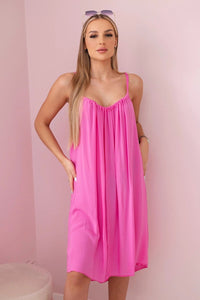 Viscose dress with straps 81541 / – Pink цвет / color | Lexline Fashion