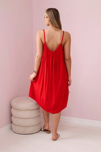 Viscose dress with straps 81541 / – Red цвет / color | Lexline Fashion