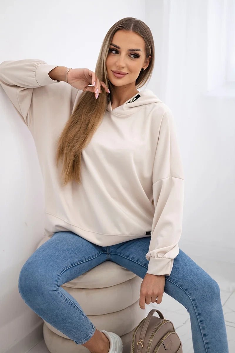 Viscose hoodie ART2436 / – Beige цвет / color | Lexline Fashion