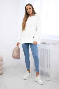 Viscose hoodie ART2436 / – Ecru цвет / color | Lexline Fashion