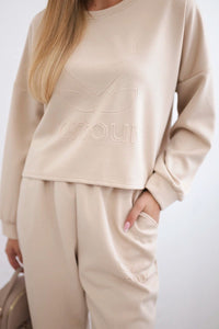 Viscose set Amour sweatshirt + pants 7138 / – Dark || beige цвет / color | Lexline Fashion
