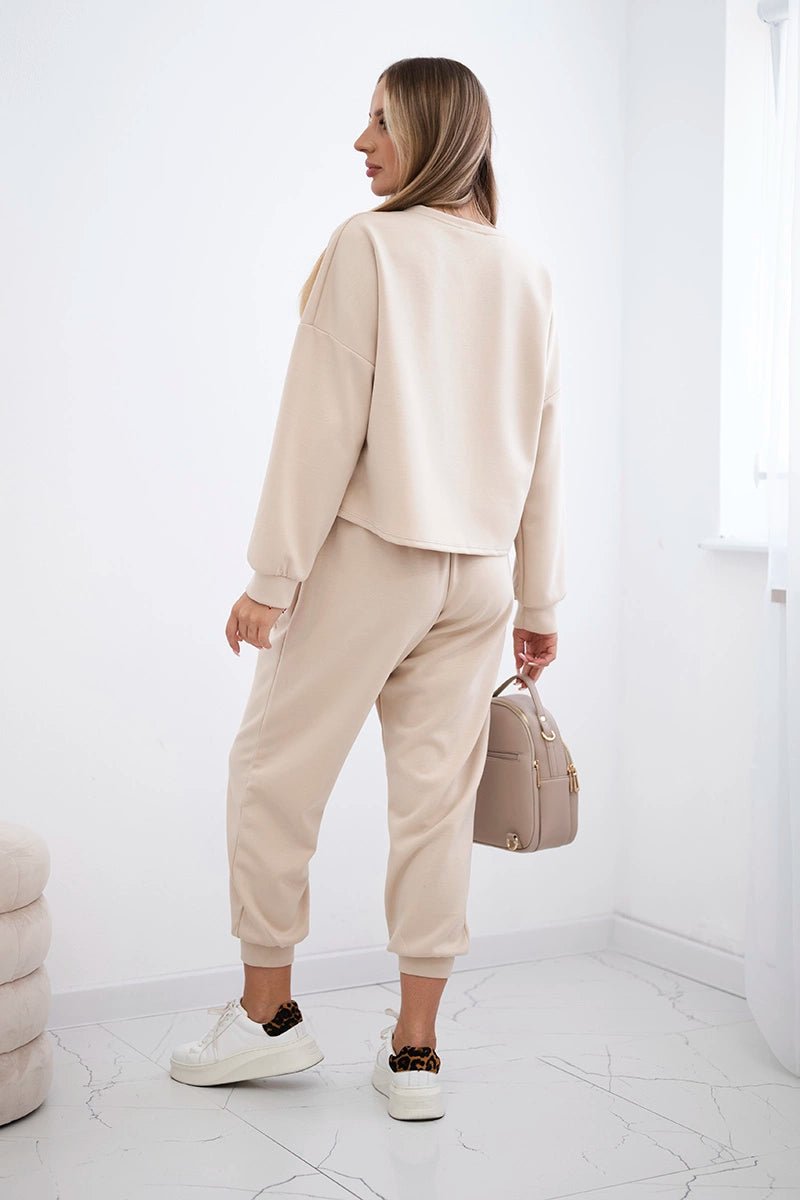 Viscose set Amour sweatshirt + pants 7138 / – Dark || beige цвет / color | Lexline Fashion