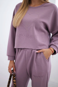 Viscose set Amour sweatshirt + pants 7138 / – Dark || pink цвет / color | Lexline Fashion