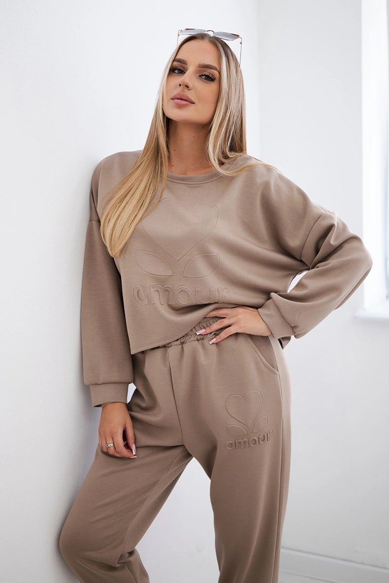 Viscose set Amour sweatshirt + pants 7138 / – Fango цвет / color | Lexline Fashion