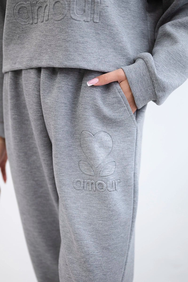 Viscose set Amour sweatshirt + pants 7138 / – Gray цвет / color | Lexline Fashion