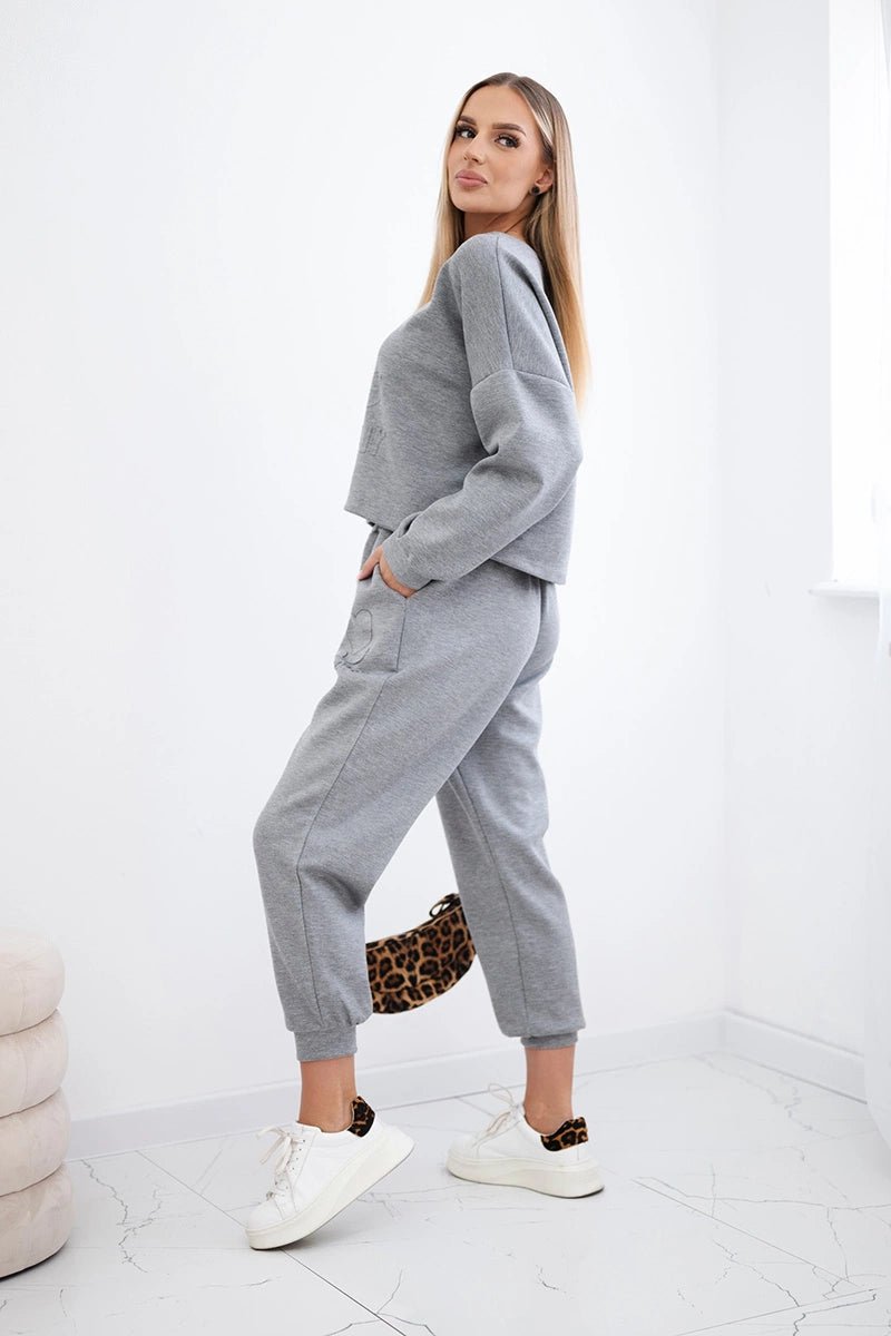 Viscose set Amour sweatshirt + pants 7138 / – Gray цвет / color | Lexline Fashion