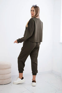 Viscose set Amour sweatshirt + pants 7138 / – Khaki цвет / color | Lexline Fashion