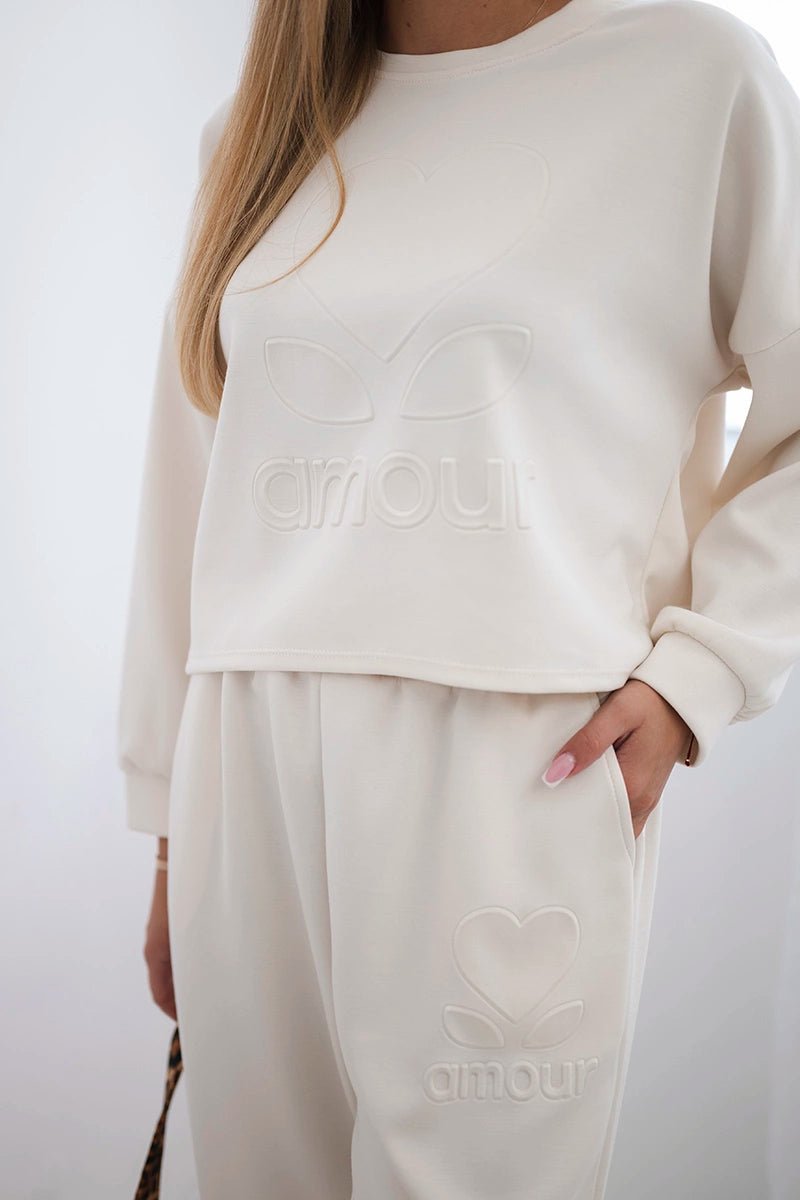 Viscose set Amour sweatshirt + pants 7138 / – Light || Beige цвет / color | Lexline Fashion