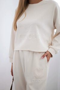 Viscose set Amour sweatshirt + pants 7138 / – Light || Beige цвет / color | Lexline Fashion