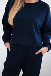 Viscose set Amour sweatshirt + pants 7138 / – Navy blue цвет / color | Lexline Fashion