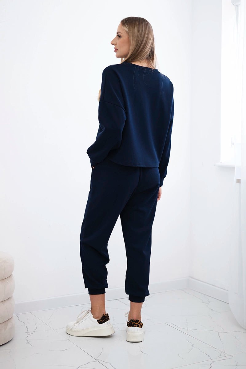 Viscose set Amour sweatshirt + pants 7138 / – Navy blue цвет / color | Lexline Fashion