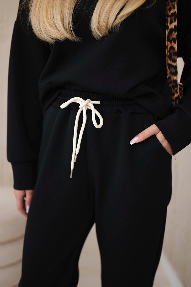 Viscose set hoodie + pants 7096 / – Black цвет / color | Lexline Fashion