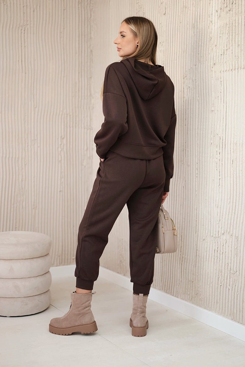 Viscose set hoodie + pants 7096 / – Brown цвет / color | Lexline Fashion