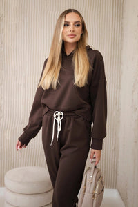 Viscose set hoodie + pants 7096 / – Brown цвет / color | Lexline Fashion