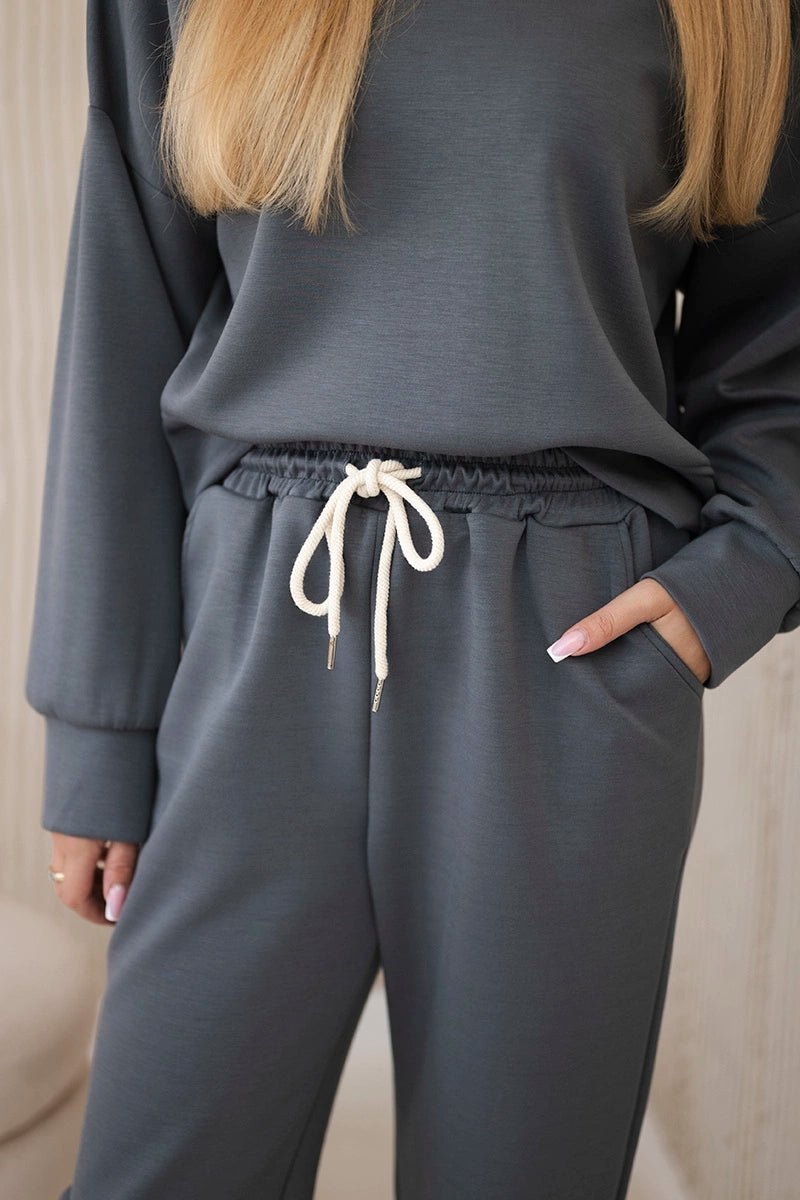 Viscose set hoodie + pants 7096 / – Graphite цвет / color | Lexline Fashion