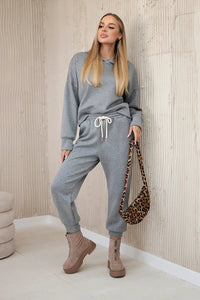 Viscose set hoodie + pants 7096 / – Gray цвет / color | Lexline Fashion